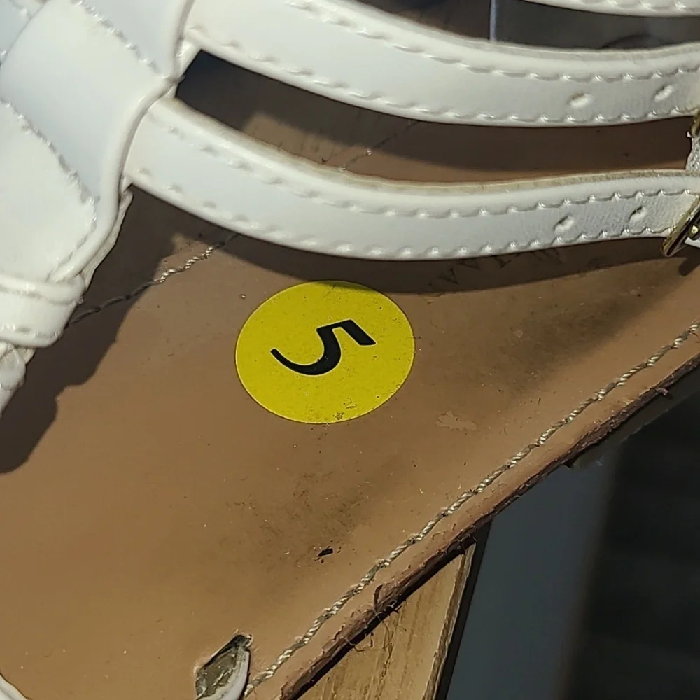 Cole Haan White Gladiator Sandals Back Zip Buckle